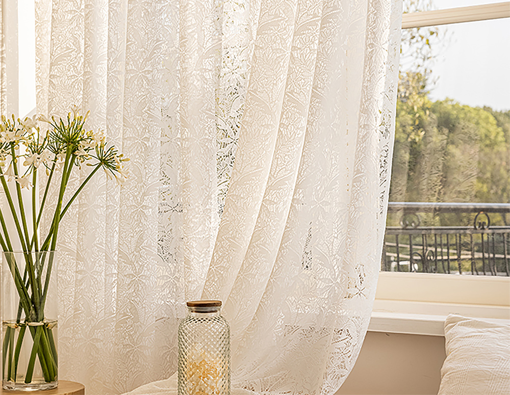 Voilage Luxe jacquard, Voile Negundo, Blanc