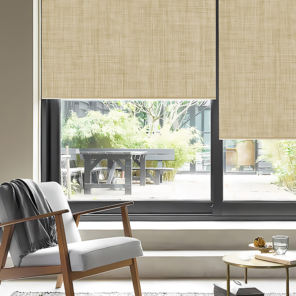 Stores Enrouleurs Avec Coffre sur Mesure - Élégance et Texture Lin Naturel,9 couleurs