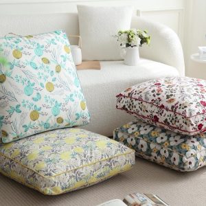 Galette de Chaise Carrée en Velours Imprimé Série Florale,4 couleurs
